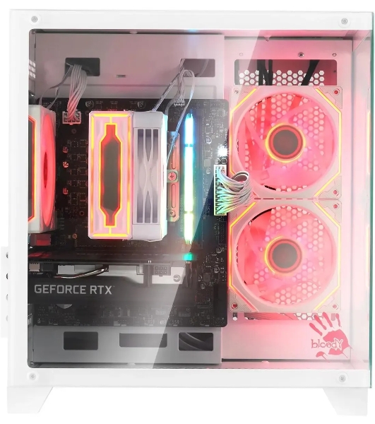 Компьютерный корпус Bloody BD-CC105 белый без БП mATX 5x120мм 1xUSB 2.0 1xUSB 3.0 audio bott PSU