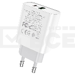 Сетевое зарядное устройство HOCO C80A Rapido 1xUSB + 1xUSB-C, 3.1A, 20W, белый, фото2