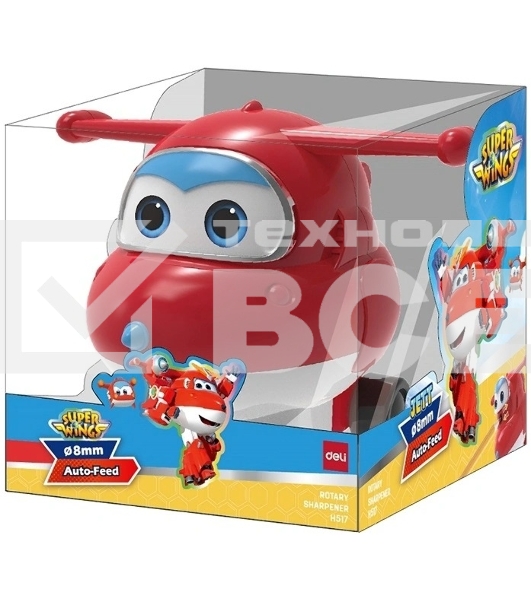 Точилка для карандашей механическая Deli EH517 Super Wings 1 отверстие пластик красный коробка (упак.:1шт)