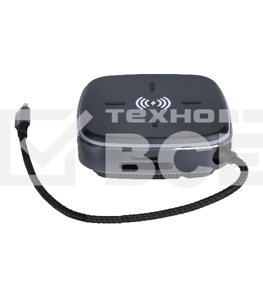 Многофункциональная док-станция Intrend ITACS-9W Type-C с беспроводной зарядкой 3 встроенных высокоскоростных USB 3.0, встроенный высокоскоростной TF и SD карт ридер, разъем RJ-45 для подключения к локальной сети HDMI 4K/30Hz, 60W Power Delivery порт,