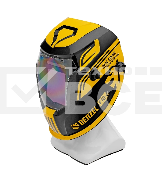 Щиток защитный лицевой (маска сварщика) Denzel F10, см. окно 100х96, Real Color, DIN 4-8/9-13