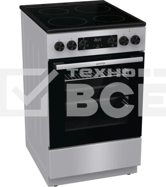 Плита электрическая Gorenje GEC5C41SG серый, конфорок 4 электрических, духовка 70 л, 50 см x 85 см x 59.4 см (без крышки)