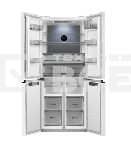 Холодильник Maunfeld MFF192NFPW01 Inverter белый трехкамерный 334/184л морозилка снизу, No Frost, Side by Side