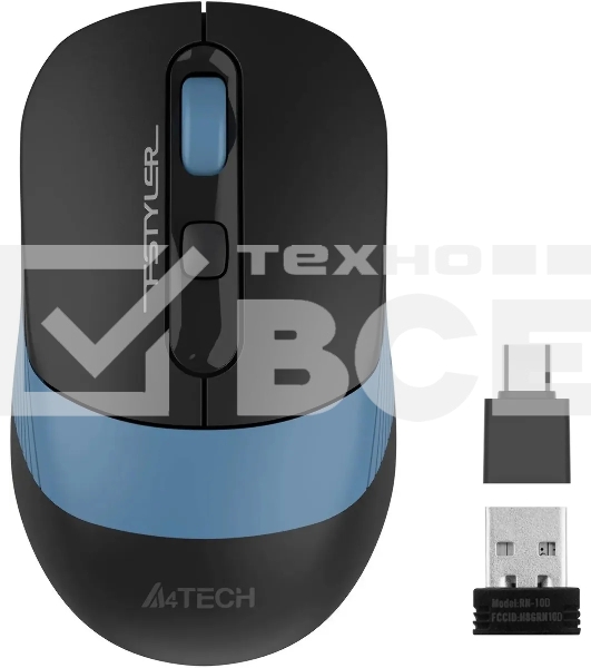 Мышь беспроводная A4Tech Fstyler FG10CS Air черный/синий, 2000 dpi, радиоканал, USB, кнопки - 4