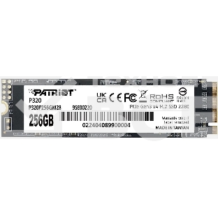 Накопитель SSD Patriot P320, 256GB, PCIe 3.0 x4, M.2 2280, NVMe, R/W 2200/1200