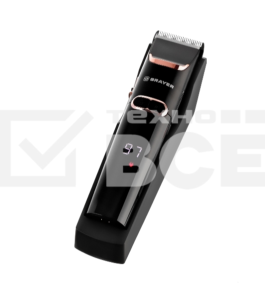 Машинка для стрижки BRAYER BR3401, LED-дисплей, 4 насад, турбо, титан. покр, регу. высоты лезвий