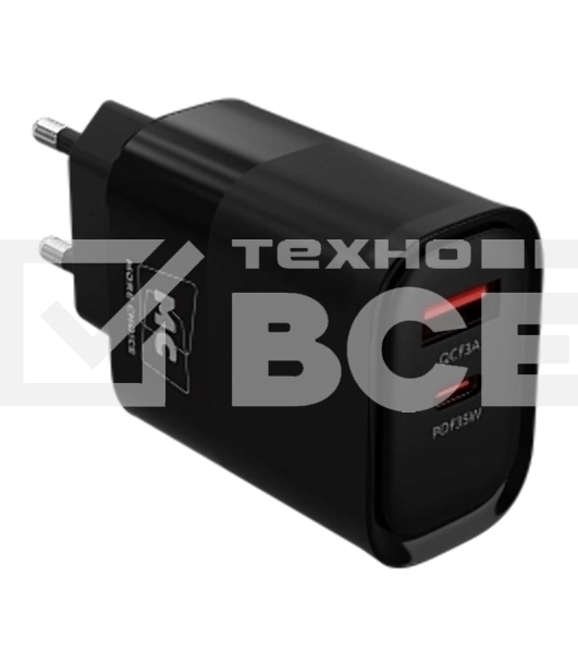 Сетевое зарядное устройство MORE CHOICE NC82 1USB+1Type-C 3.0A PD 35W+QC3.0 для Type-C Type-C черный