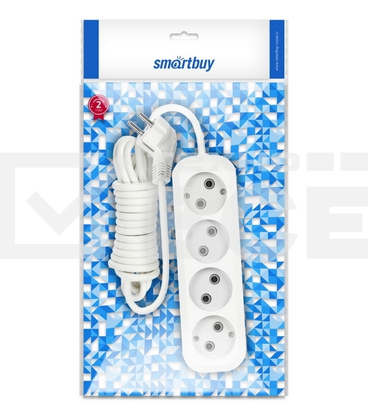 Удлинитель бытовой Smartbuy (SBE-10-4-03-N) 4 гнз х 3,0 м (10А/2.2 кВт, ПВС 2х1.0)