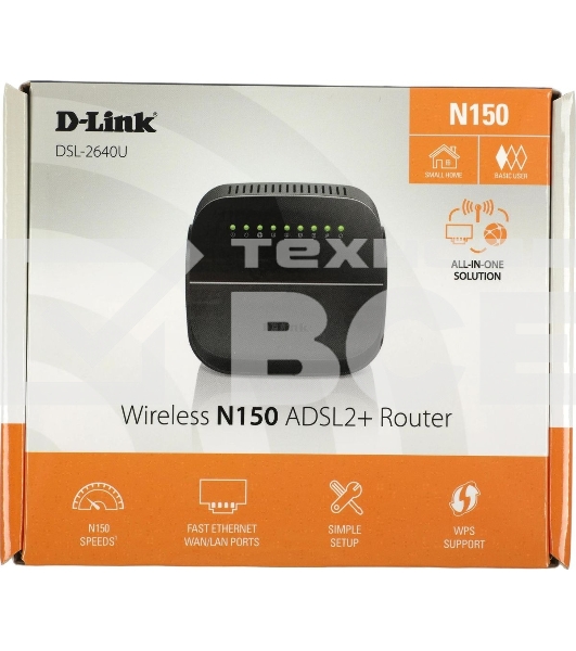 Роутер беспроводной D-Link DSL-2640U/R1A ADSL2+ черный ANNEX А