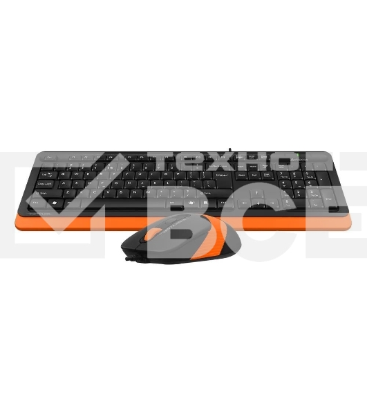 Комплект клавиатура+мышь A4Tech FStyler F1010 проводной, USB, 1600 DPI, чёрный/оранжевый