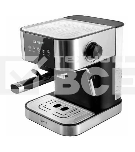 Кофеварка рожковая Centek CT-1164 серебристый, исп. кофе - молотый, 1.5 л, 1150 Вт, 15 бар