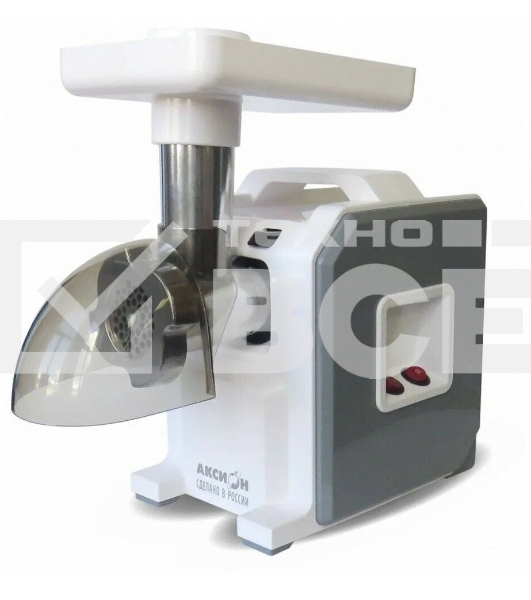 Мясорубка электрическая Аксион М43.03 белый/серый, 1900 Вт, 2.0 кг/мин, реверс, защита от перегрузки, насадки - 6