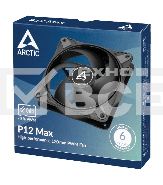 Вентилятор для корпуса Arctic P12 Max черный, 120 мм, 3300 об/мин, 25.3 дБ, 4 pin