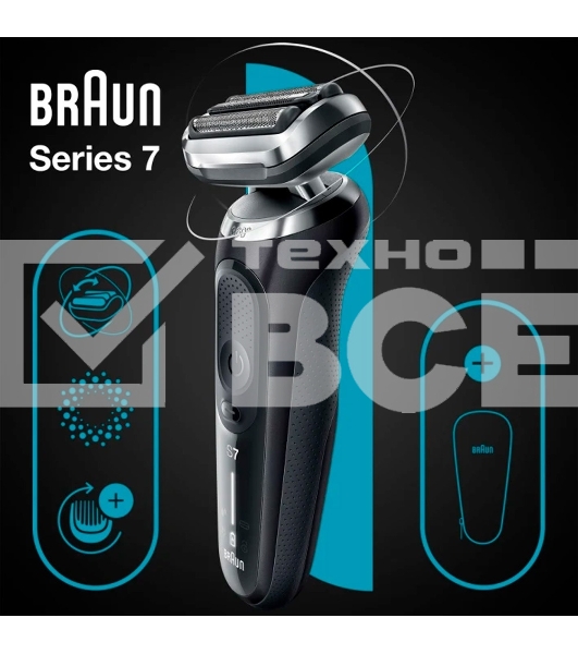 Бритва сетчатая Braun Series 7 71-N1000S реж.эл.:3 питан.:аккум. черный