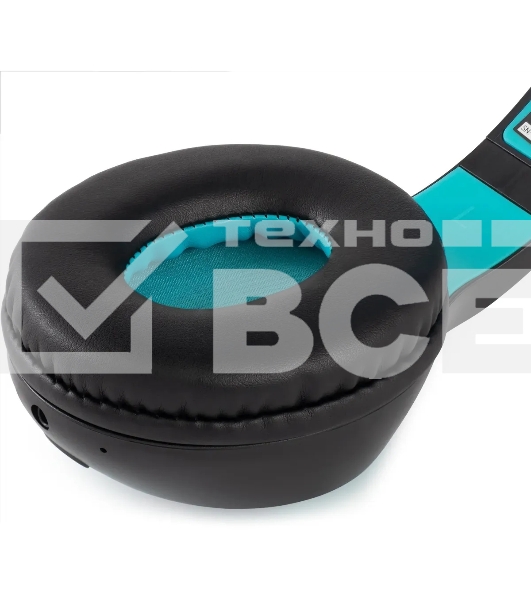 Гарнитура накладные Digma BT-15 черный/голубой беспроводные bluetooth оголовье