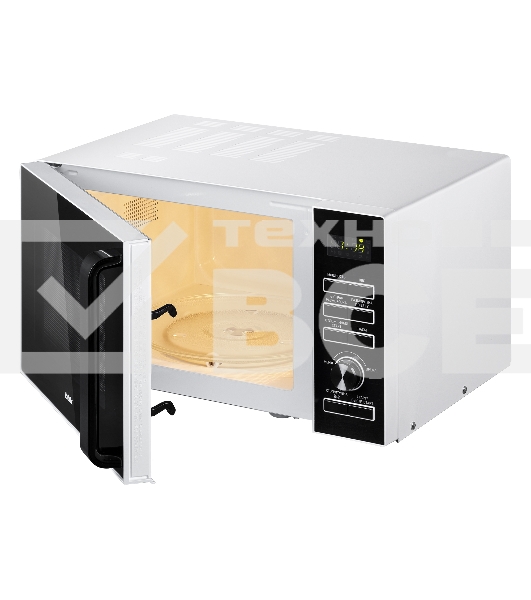 Микроволновая печь BBK 25MWS-970T/WB белый, 25 л, 900 Вт, поворотный механизм/кнопки
