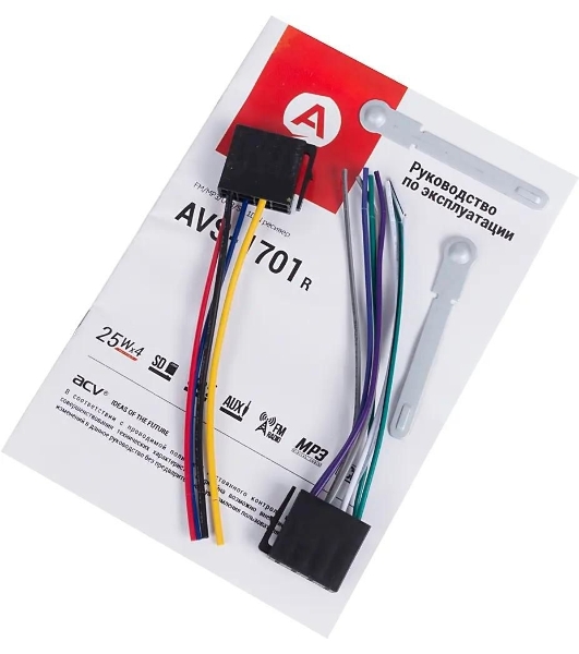 Автомагнитола ACV AVS-1701R, 1 DIN, USB Type-A, AUX