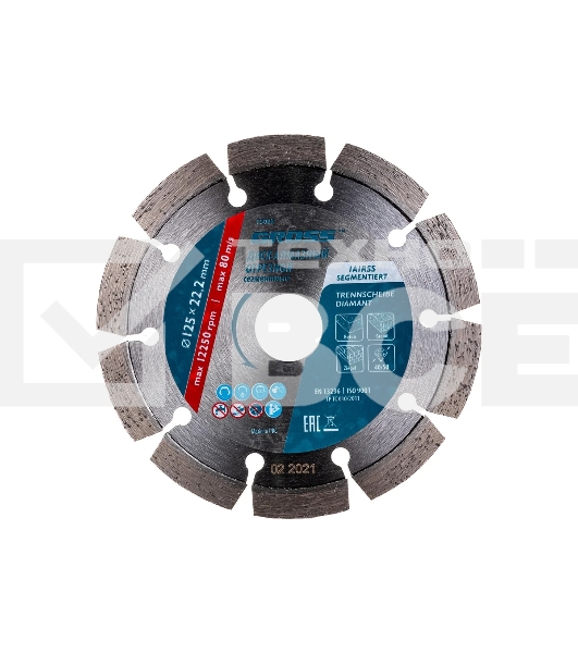 Диск алмазный Gross ф125х22,2мм, лазерная приварка сегментов, сухое резание