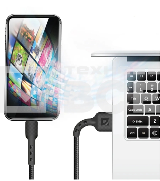 Кабель Defender F181, USB 2.0 (AM) - microUSB 2.0 (BM), 1метр, 2.4А, нейлоновая оплетка, чёрный