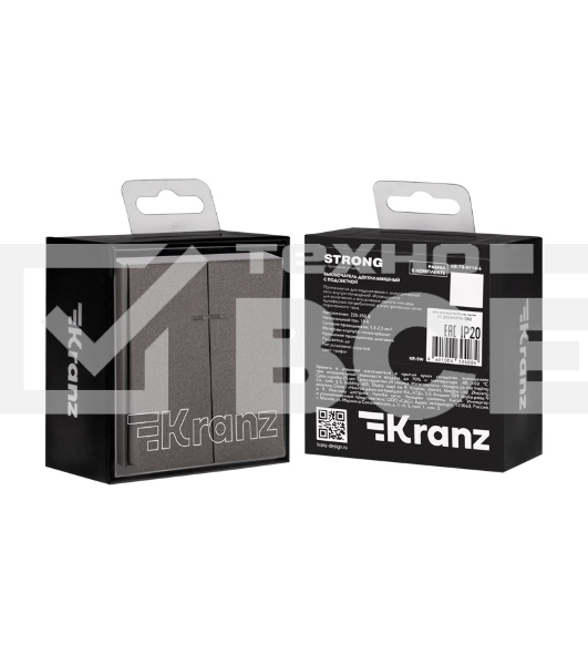 Выключатель STRONG 2 кл с подсветкой 10А с/у графит KRANZ