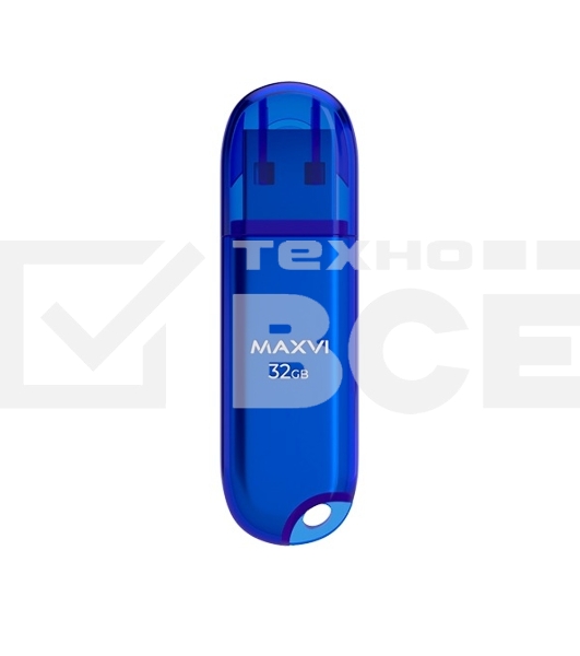 Флеш диск Maxvi P1 32GB USB 2.0 blue, монолит с колпачком, ABS пластик