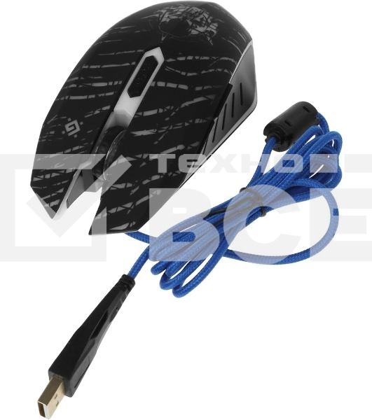 Мышь проводная Defender Dark Agent GM-590L черный, 12800 dpi, USB, кнопки - 6