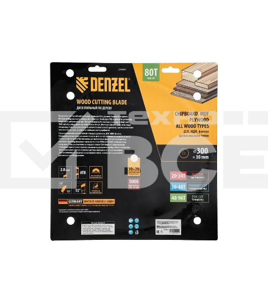 Пильный диск по дереву Denzel ф300 х 30 мм, 80 зубьев 733667