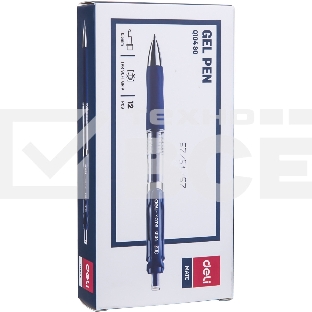 Набор ручек гелевых Deli Mate EQ10430-P автоматическая, прозрачный/синий, d=0.5мм, синие чернила, коробка картонная (12шт)