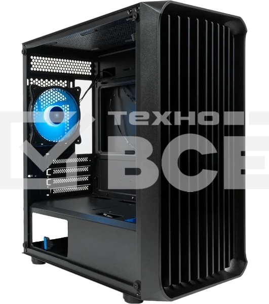 Компьютерный корпус Minitower mATX Eurocase 00-01003411 M205 4ARGb черный без БП закаленное стекло USB 3.0