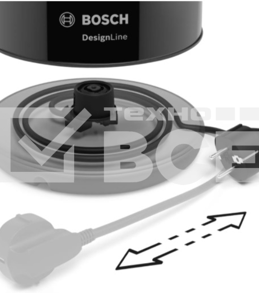 Чайник электрический Bosch TWK3P423 1.7 л, 2400 Вт, черный (корпус: нержавеющая сталь)