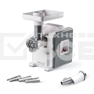 Мясорубка электрическая Аксион М43.04 белый/серый, 1900 Вт, 2.0 кг/мин, реверс, защита от перегрузки, насадки - 6