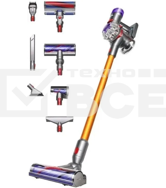 Пылесос вертикальный Dyson V8 Absolute оранжевый/серебристый, питание от аккумулятора, 115 Вт, уборка сухая, пылесборник 0.54 л