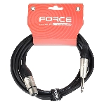 Кабель микрофонный FORCE FMC-03/31/4' TS Jack (M) - XLR (F), высококачественный небалансный, малошумящий с проводниками из безкислородной меди OFC, диаметр 6 мм, профессиональные металлические разъемы, длина 3 м, цвет черный, фото 1