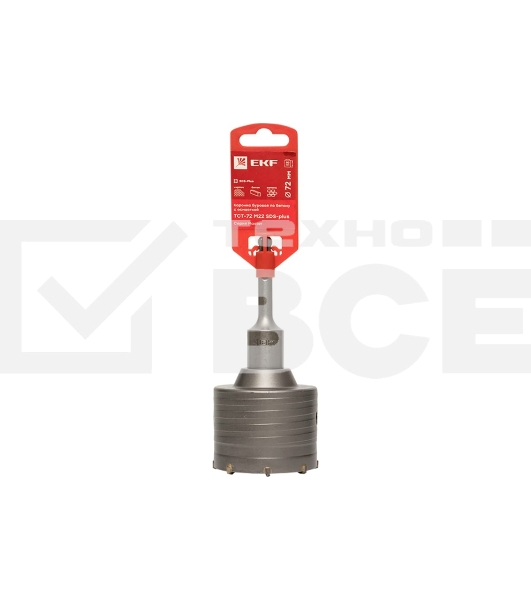 Коронка буровая по бетону с оснасткой TCT-72 М22 SDS-plus Master EKF tct-72-m22