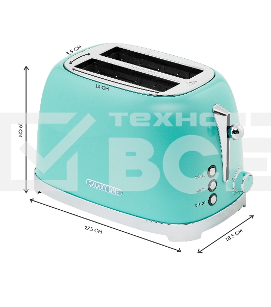Тостер Galaxy Line GL 2917 900Вт бирюзовый