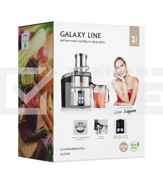 Соковыжималка центробежная Galaxy Line GL 0808 1500Вт рез.сок.:1100мл. серебристый