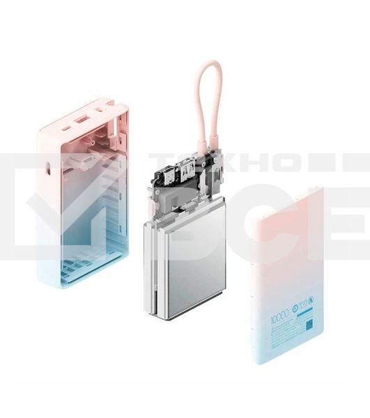 Внешний аккумулятор ZMI 10000mAh Powerbank with build-in Charging Cable color P17 розовый