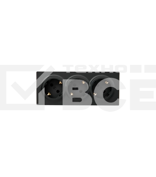 Розетка 3-мест. с заземл. LEZARD LETO 752-4200-127BUP закрытый корпус ПБТ черный бархат