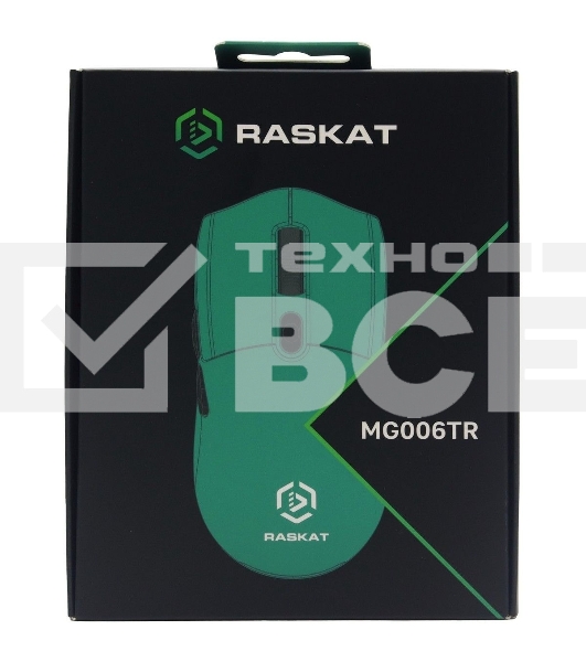 Мышь беспроводная/проводная Raskat MG006TR зеленый, 26000 dpi, радиоканал, Bluetooth, USB, кнопки - 6