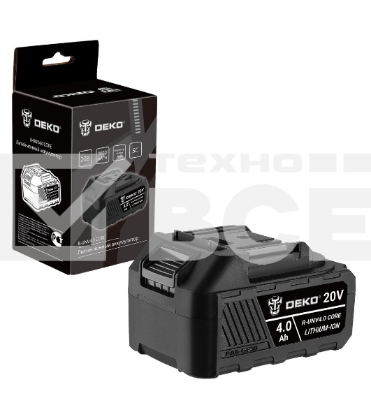 Аккумулятор DEKO R-UNV4.0 CORE, Li-ion, 20В, 4.0А*ч