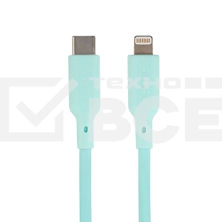 Кабель QUMO, MFI С94, Type-C на MFI Apple 8 pin, силиконовый, 1м, 2,22A, 9V, 20W, PD (голубой)