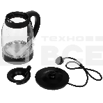 Чайник электрический Polaris PWK-1797-СGL, 2200вт, 1,8л, стекло, черный, фото3