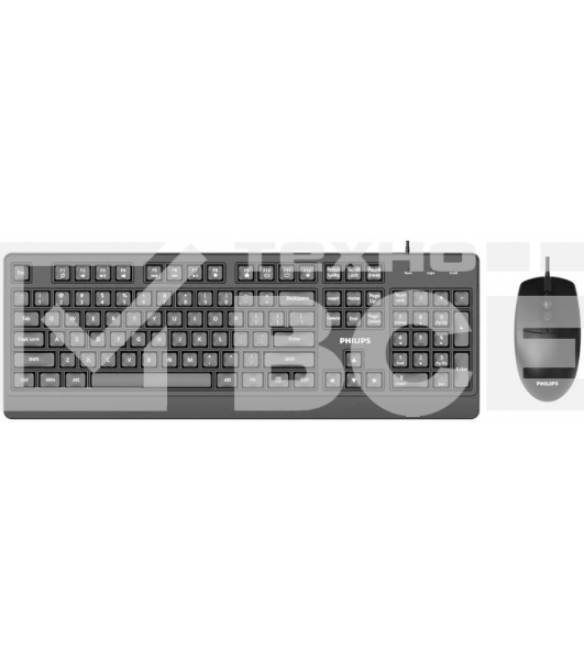 Комплект клавиатура+мышь Philips SPT6247 проводной, USB, 1600 DPI, чёрный