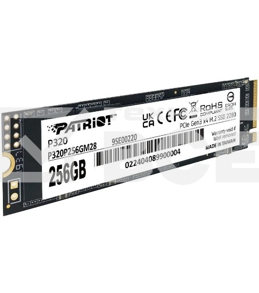 Накопитель SSD Patriot P320, 256GB, PCIe 3.0 x4, M.2 2280, NVMe, R/W 2200/1200