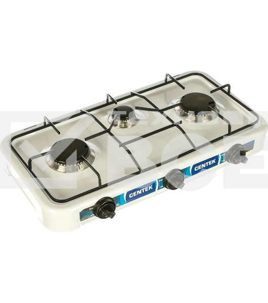 Газовая плитка Centek CT-1522 белый 3 конфорки, КРЫШКА, сменные форсунки баллон/магистраль