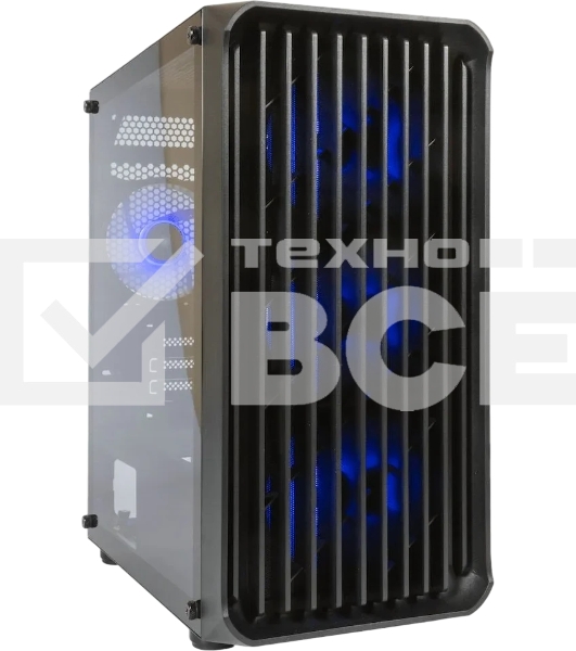 Компьютерный корпус Minitower mATX Eurocase 00-01003411 M205 4ARGb черный без БП закаленное стекло USB 3.0