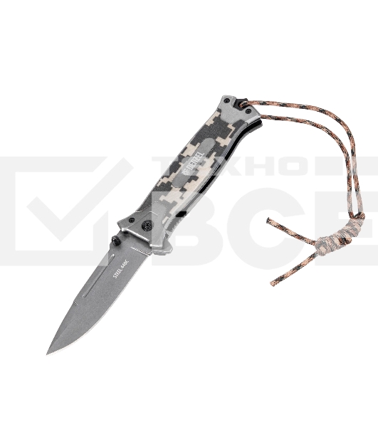 Нож складной Denzel, многоцелевой, системы Liner-Lock, с накладкой G10 на прямой рук-ке+стеклобой 79208