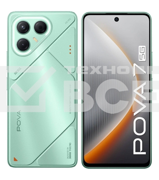 Смартфон Tecno Pova 7 5G 256Gb 8Gb зеленый моноблок 3G 4G 6.8' 1080x2460 Android 14 50Mpix 802.11 a/b/g/n/ac NFC GPS GSM900/1800 Protect