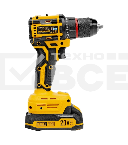 Дрель-шуруповерт Denzel CDH-BL-20, Аккумуляторная, 20В, 2 АКБ, Кейс