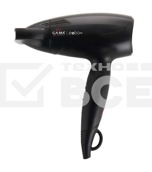 Фен GA.MA GH0201 EOLIC MINI CX черный, 1600 Вт, компактный, ионизация
